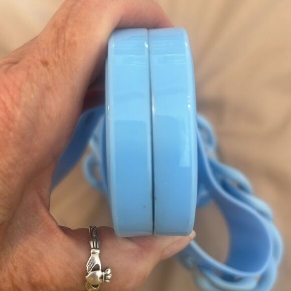 Light blue size 8 jelly rubber chain detail flat flip flops sandals GUC No box - Picture 7 of 14